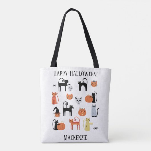 Halloween Katten Spooky gepersonaliseerd Tote Bag (Achterkant)