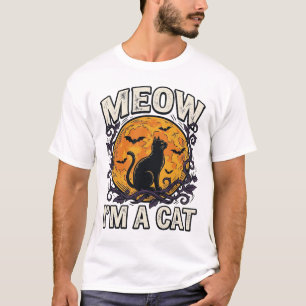 Halloween Katten T-shirt Meow Ik Ben Een Kat Vinta