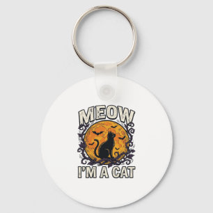 Halloween Katten T-shirt Meow Ik Ben Een Kat Vinta Sleutelhanger