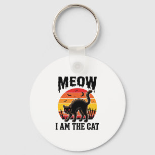 Halloween Katten T-shirt Meow Vintage Zwarte Kat O Sleutelhanger