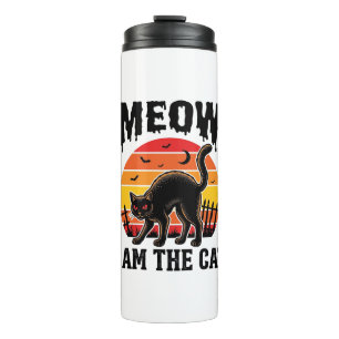 Halloween Katten T-shirt Meow Vintage Zwarte Kat O Thermosbeker