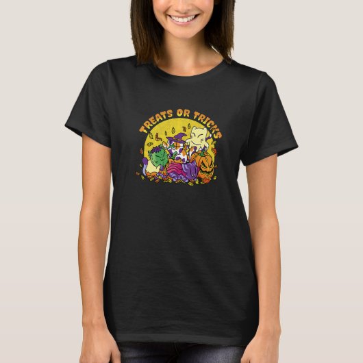 Halloween Katten Trick Or Treat T-shirt (Voorkant)
