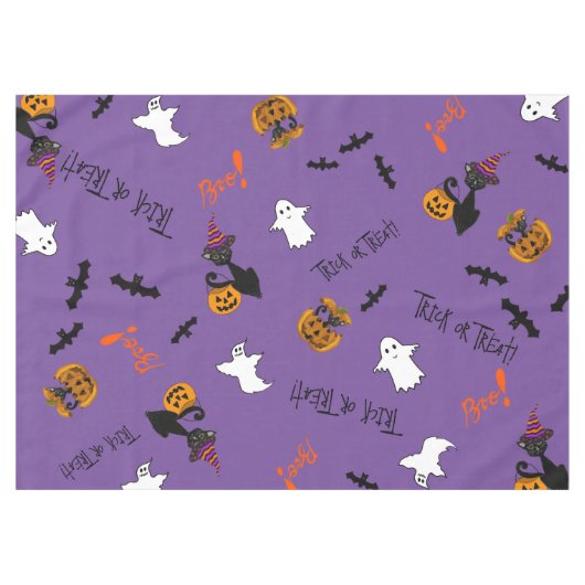 Halloween Katten, Vleermuizen en Geesten Katoenen  Tafelkleed (Voorkant (Horizontaal))