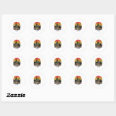 Halloween Kattenfeest Heks Ketel Zwarte Katten Jag Ronde Sticker (Vel)