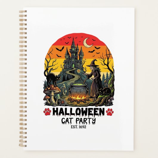 Halloween Kattenfeest Heks Ketel Zwarte Katten Ver Planner (Voorkant)