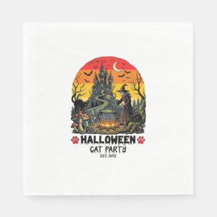 Halloween Kattenfeest Heks Ketel Zwarte Katten Ver Servet
