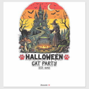 Halloween Kattenfeest Heks Ketel Zwarte Katten Ver Sticker