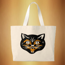 Halloween  kattengezicht grote tote bag