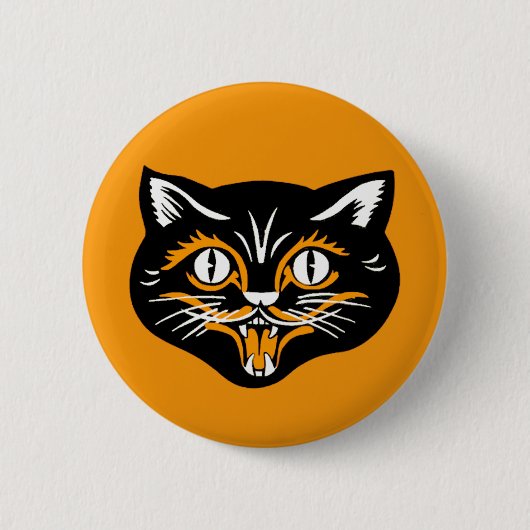 Halloween kattengezicht ronde button 5,7 cm (Voorkant)