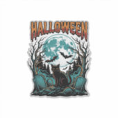 Halloween Kattenkerkhof Vintage Gravure Shirt_1 Sticker (Voorkant)