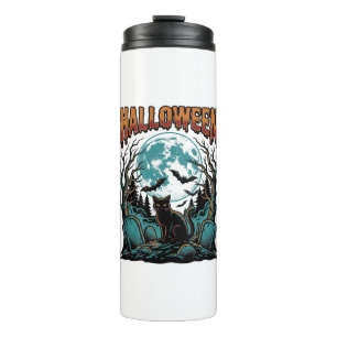 Halloween Kattenkerkhof Vintage Gravure Shirt_1 Thermosbeker