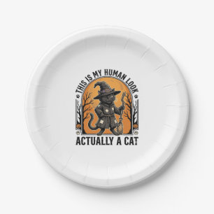 Halloween kattenkostuum Funny Vintage Heksenkat Sh Papieren Bordje
