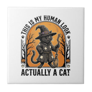 Halloween kattenkostuum grappige vintage heks kat tegeltje