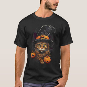 Halloween kattenkostuum Maine Coon heksenhoed Jack T-shirt