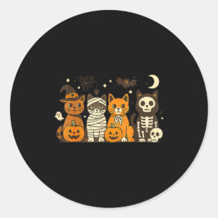 Halloween kattenkostuums spook heks mummie mannen ronde sticker