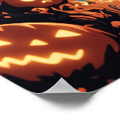 Halloween kattenmeisje bij het spookhuis poster (Hoek)