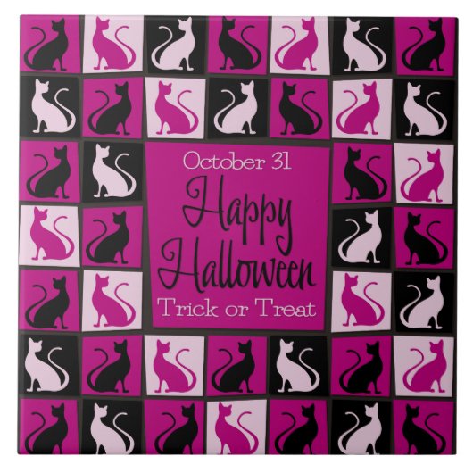 Halloween-kattenmozaïek Tegeltje (Voorkant)