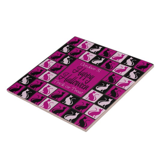 Halloween-kattenmozaïek Tegeltje (Zijkant)