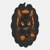 Halloween kattenpompoenen ornament kaart (Rechts)
