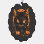 Halloween kattenpompoenen ornament kaart (Links)