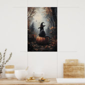 Halloween kattenprint, heksenhoed, pompoen, gotisc poster (Keuken)