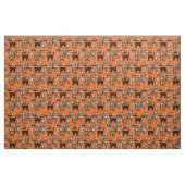 Halloween kattenschedel skelet sinaasappel stof (Fat Quarter)