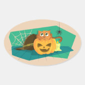 halloween kattestickers ovale sticker (Voorkant)