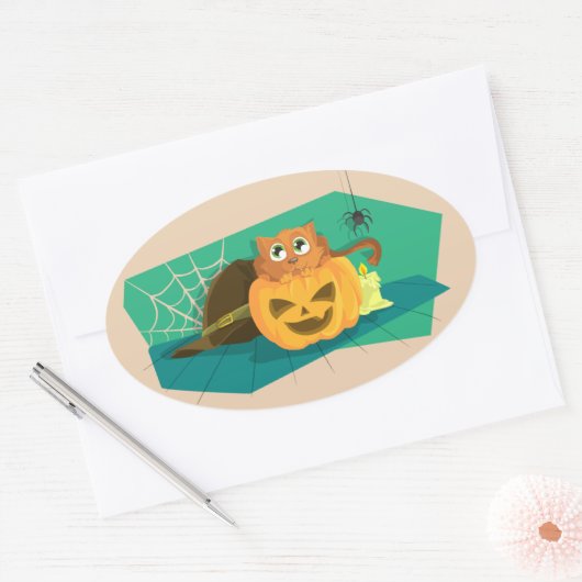 halloween kattestickers ovale sticker (Envelop)