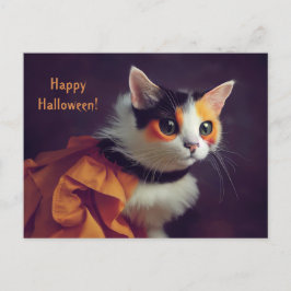 Halloween. Katze im Kürbis Kostüm. Briefkaart