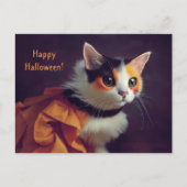Halloween. Katze im Kürbis Kostüm. Briefkaart (Voorkant)