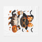 Halloween Kawaii Cat – Heksenkat met pompoen en Fleece Deken (Voorkant (Horizontaal))