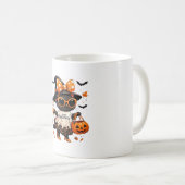 Halloween Kawaii Cat – Heksenkat met pompoen en Koffiemok (Voorkant rechts)