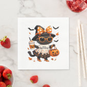 Halloween Kawaii Cat – Heksenkat met pompoen en Servet (Insitu)