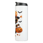Halloween Kawaii Cat – Heksenkat met pompoen en Thermosbeker (Geroteerd rechts)