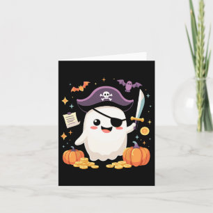 Halloween kawaii geest verkleed als piraat voor sp kaart