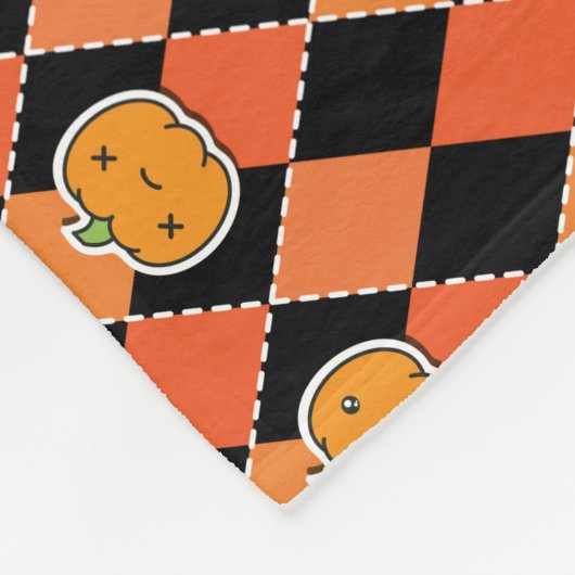 Halloween Kawaii Jack-o-lantern Argyle Fleece Deken (Hoek)