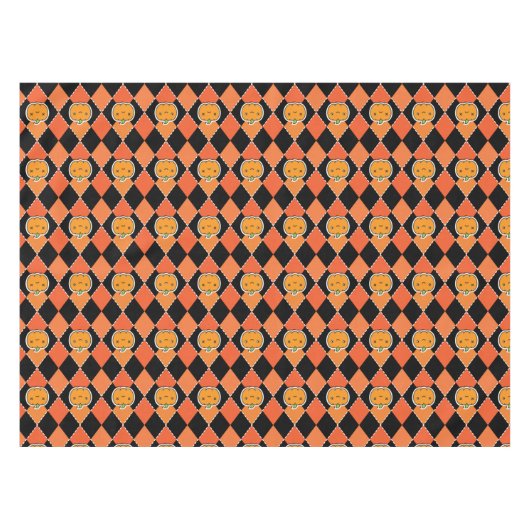Halloween Kawaii Jack-o-lantern Argyle Tafelkleed (Voorkant (Horizontaal))