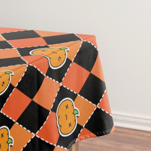 Halloween Kawaii Jack-o-lantern Argyle Tafelkleed (Voorbeeld)