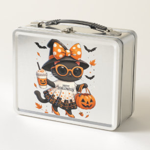 Halloween Kawaii Kat � Heksenkat met Pompoen en
