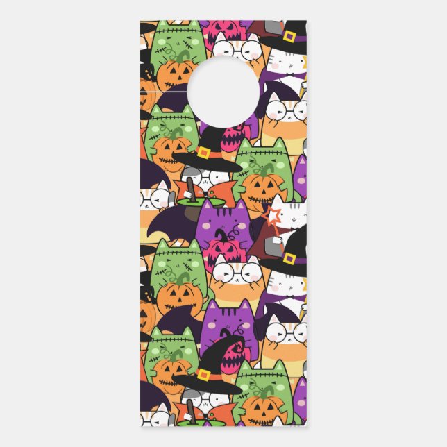 Halloween Kawaii kattenpatroon Deurhanger (Voorkant)