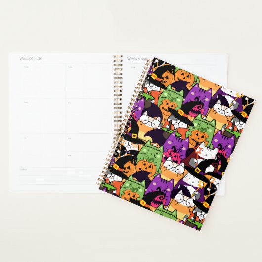 Halloween Kawaii kattenpatroon Planner (Display)