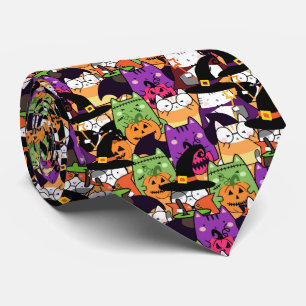 Halloween Kawaii kattenpatroon Stropdas