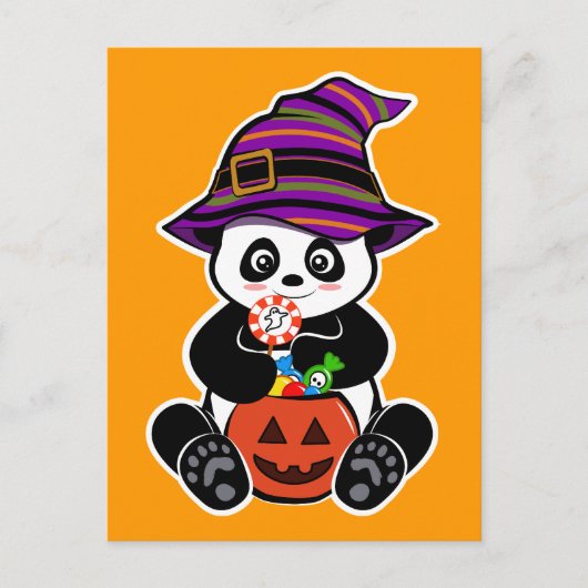 Halloween kawaii Panda met snoepjes Briefkaart (Voorkant)