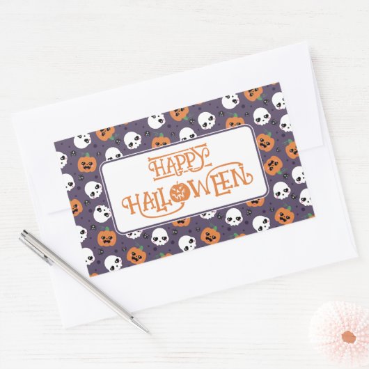 Halloween kawaii patroon rechthoekige sticker (Envelop)