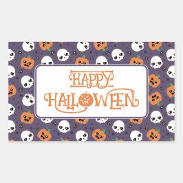 Halloween kawaii patroon rechthoekige sticker
