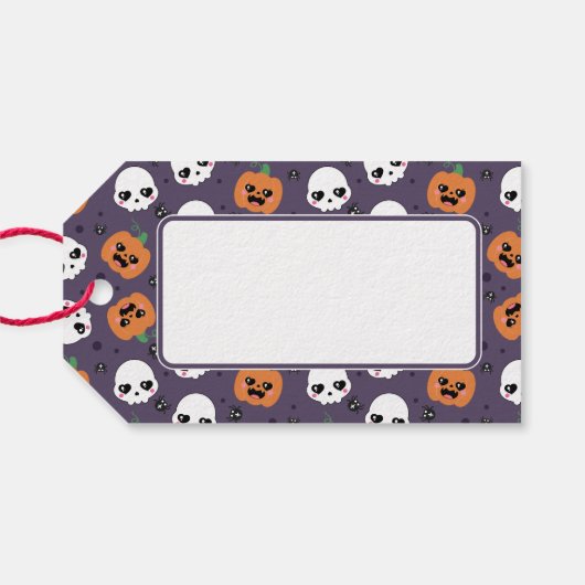 Halloween Kawaii Pattern Cadeaulabel (Achterkant Horizontaal)