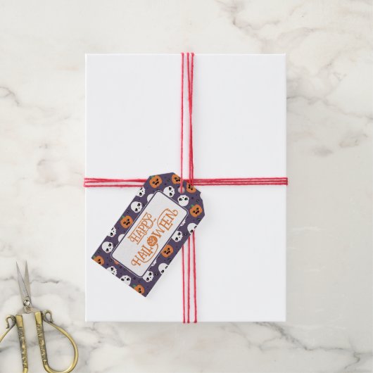 Halloween Kawaii Pattern Cadeaulabel (Met Touw)