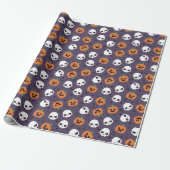Halloween Kawaii Pattern Cadeaupapier (Uitgerold)