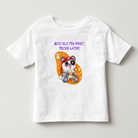 Halloween Kawaii Pirate Panda Drink Boba Tea Kinder Shirts (Voorkant)