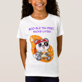 Halloween Kawaii Pirate Panda Drink Boba Tea T-shirt